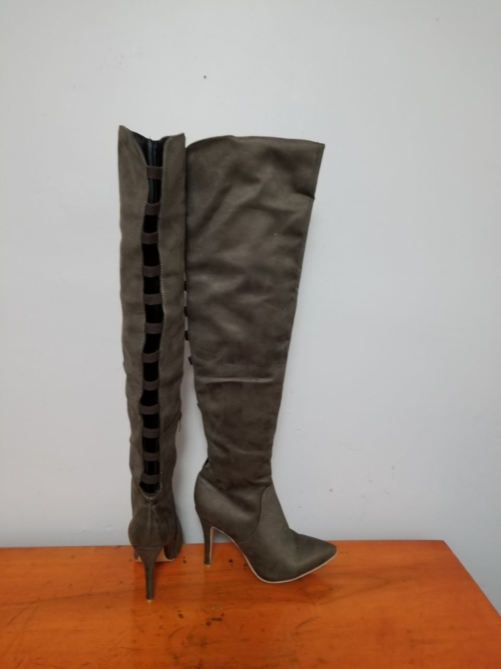Over-the-Knee High Heel Boots - Gray Size 43 (11-12)